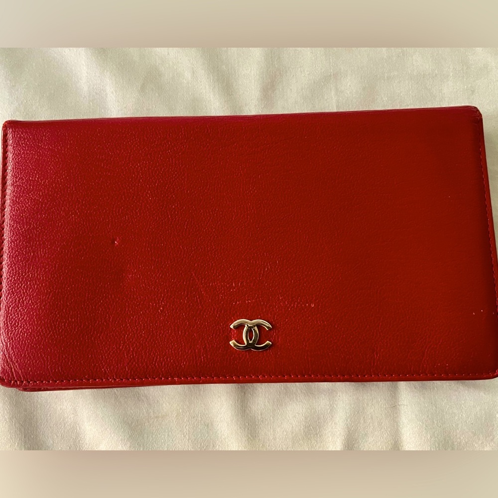 Dark Red Chanel fold wallet !!